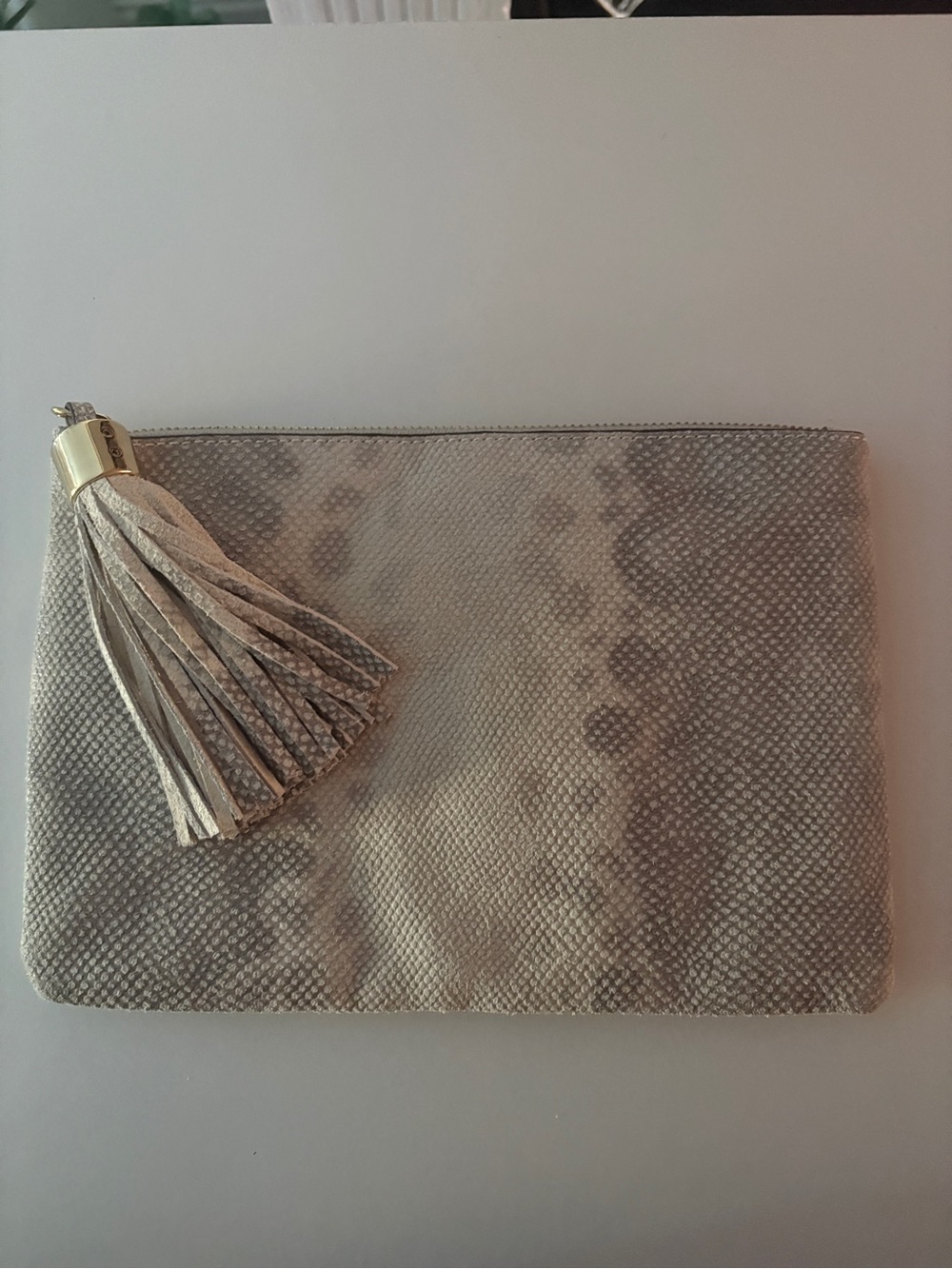Genuine Leather Snakeskin Pattern Clutch